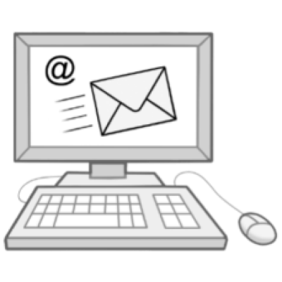 Computer mit Emailsymbol Illustration eines Computers mit einem E-Mail Symbol auf dem Bildschirm