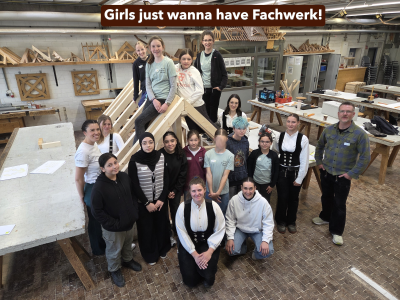 Girls`Day 2026 pro holzbau hessen Gruppenbild der Teilnehmerinnen des phh-Girls`Days 2026