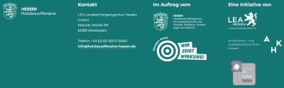 Footer auf der Website der Holzbauoffensive Hessen